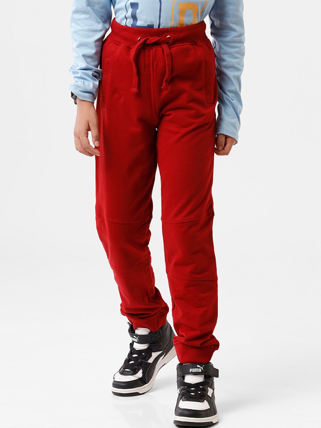 

PIPIN Boys Maroon Solid Cotton Joggers