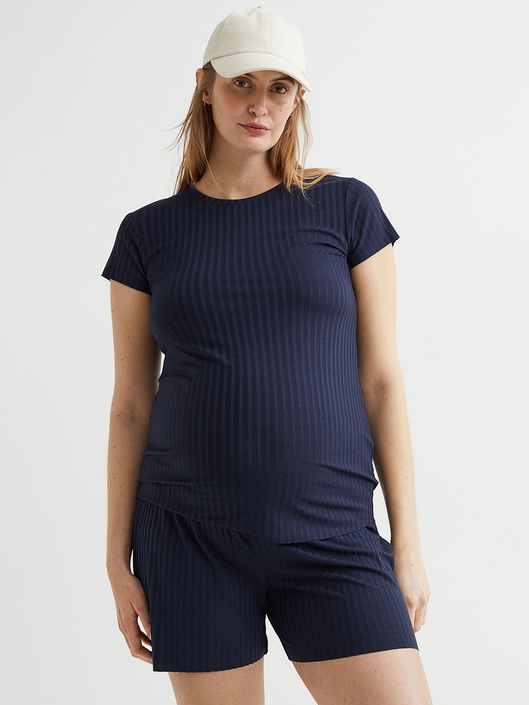 

H&M Women Navy Blue MAMA Jersey Shorts