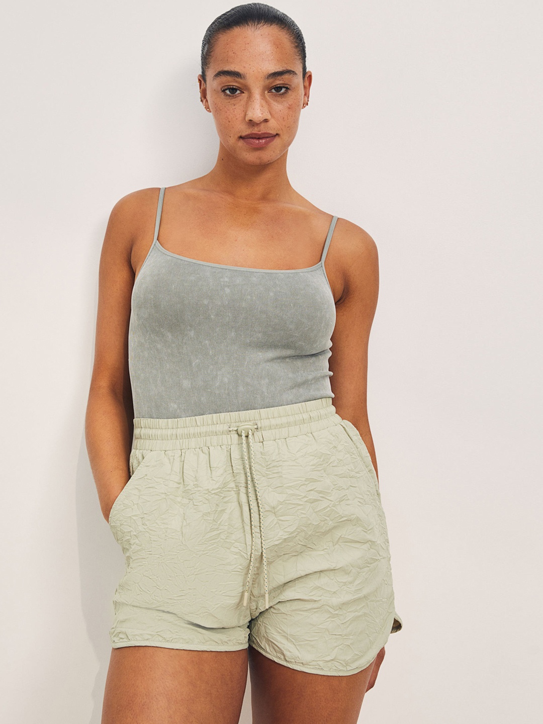 

H&M Women Green Shorts