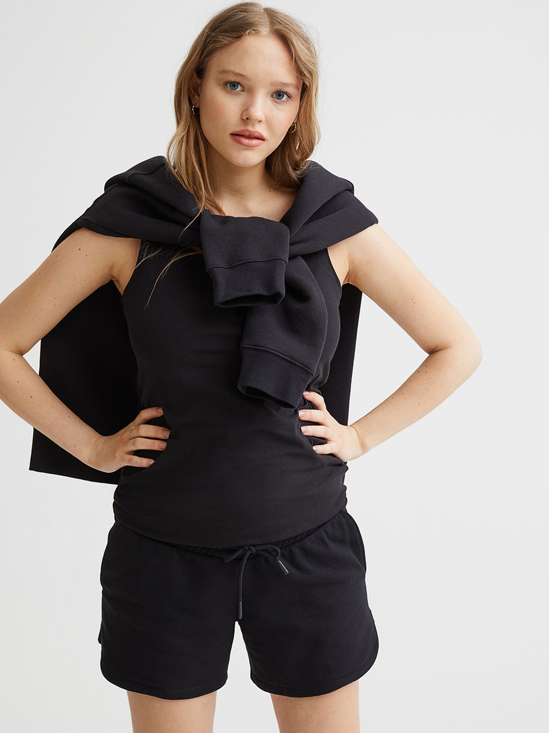 

H&M Women Black Mama Sweatshirt Shorts
