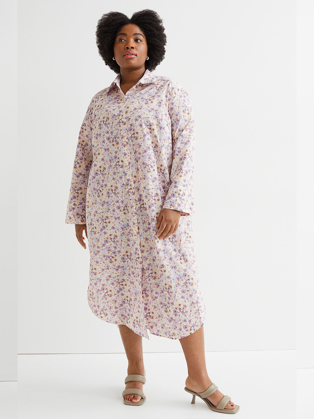 

H&M+ Beige Calf-Length Shirt Dress