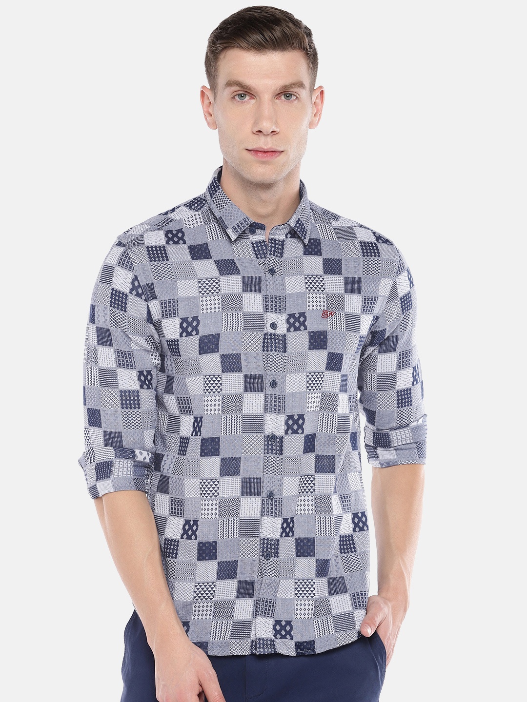 

Ed Hardy Men Blue Slim Fit Checked Casual Shirt