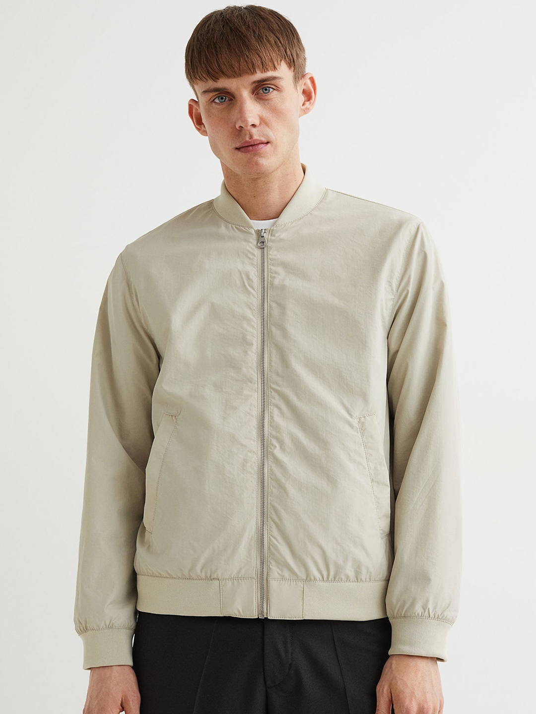 

H&M Men Beige Bomber Jacket