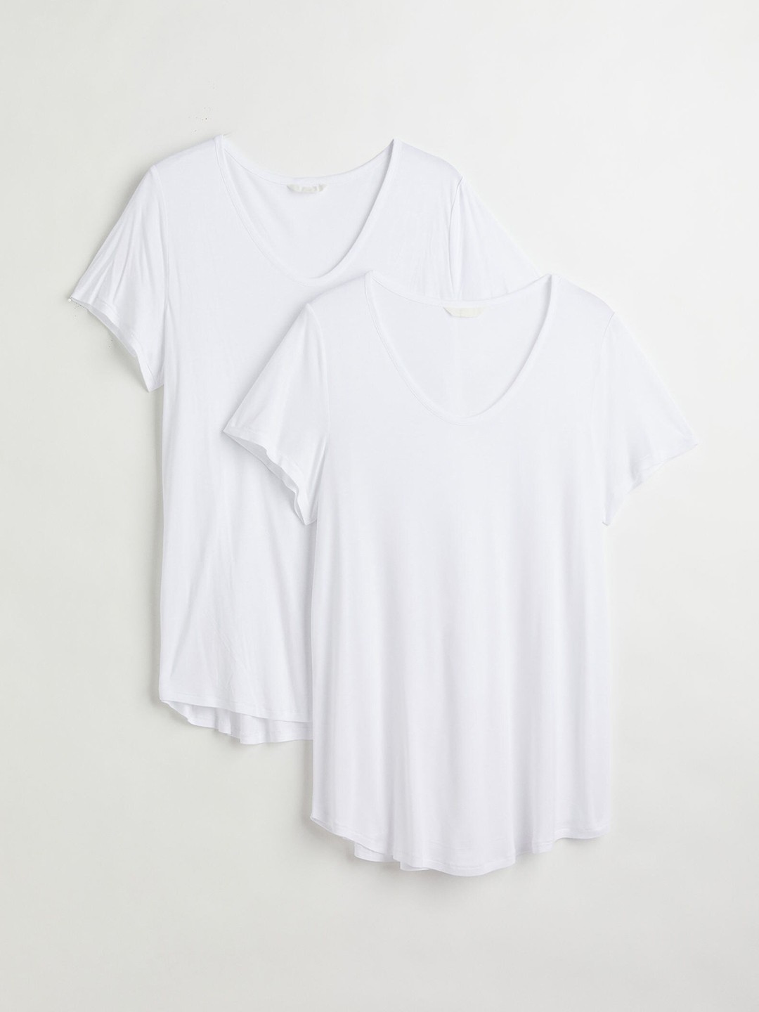 

H&M+ Women Plus Size Pack Of 2 White Solid T-shirts