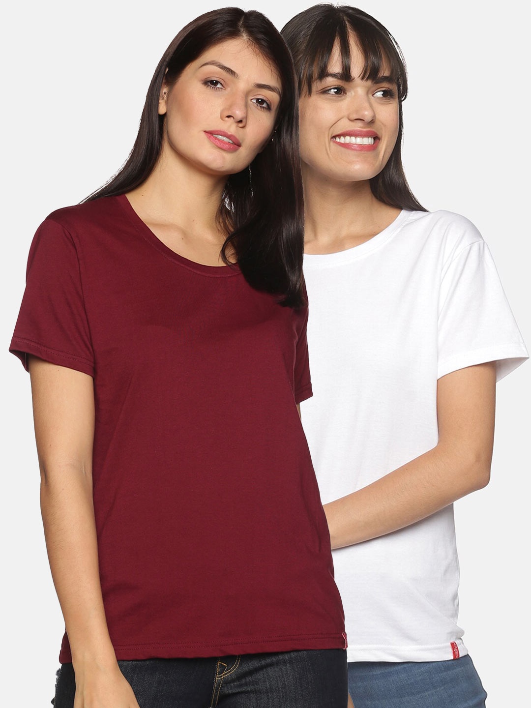 

NOT YET by us Women White 2 V-Neck T-shirt