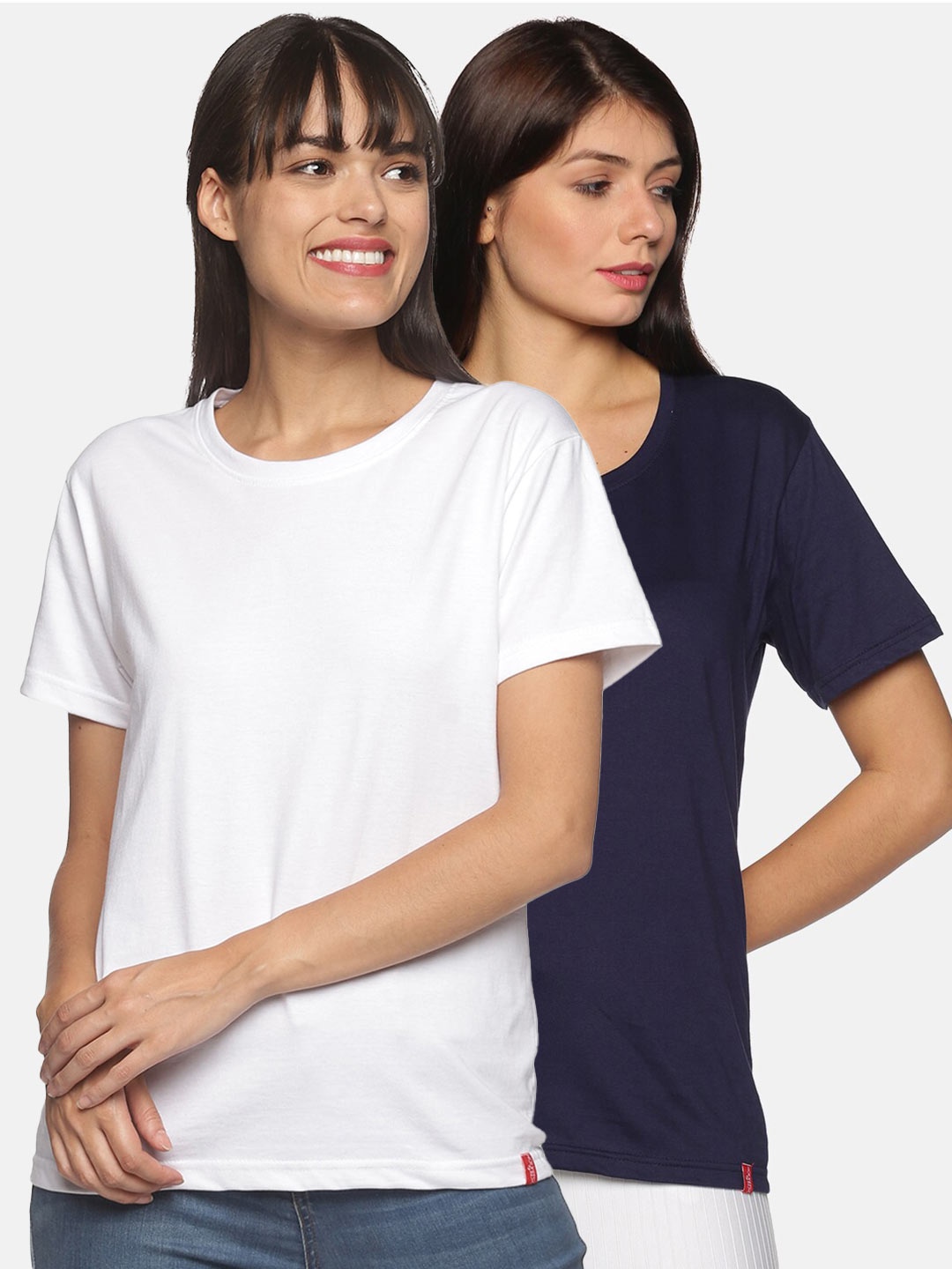 

NOT YET by us Women White 2 Drop-Shoulder Sleeves T-shirt
