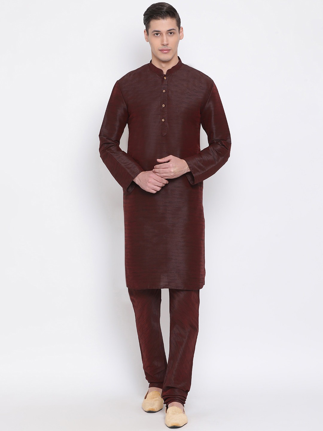 

VASTRAMAY Men Burgundy Kurta with Pyjamas