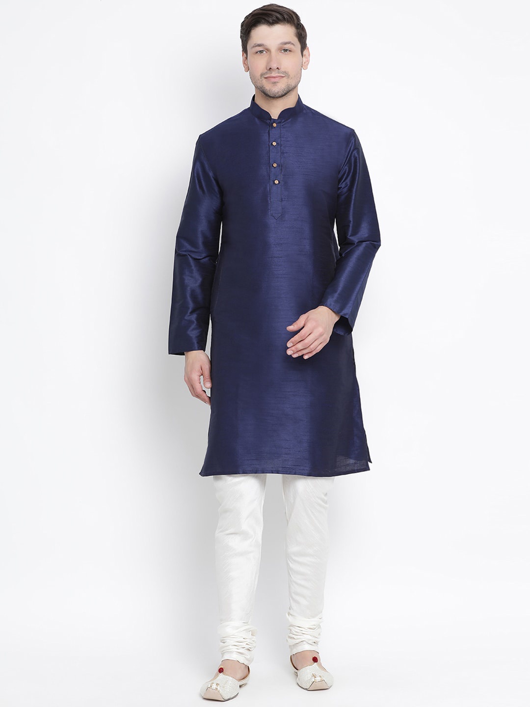 

VASTRAMAY Men Navy Blue Kurta with Churidar