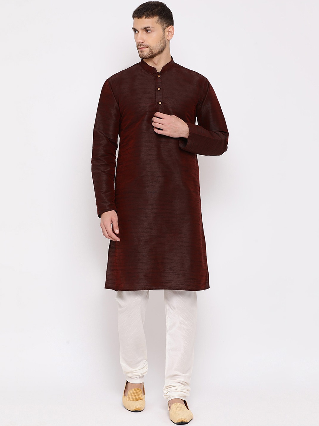 

VASTRAMAY Men Burgundy Kurta with Pyjamas