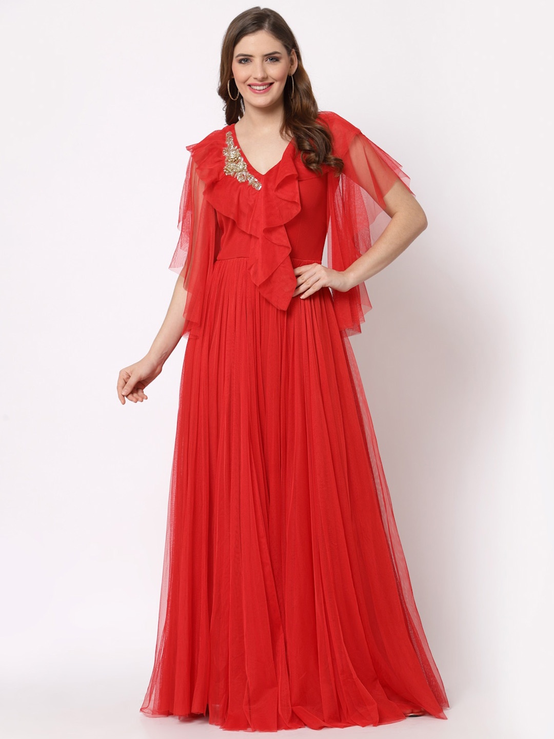 

Just Wow Red Net Maxi Dress