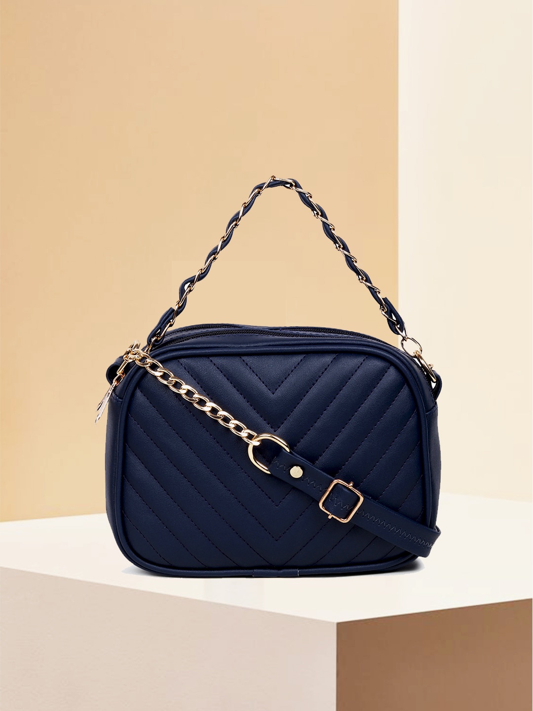 

Apsis Blue Structured Quilted Sling Bag
