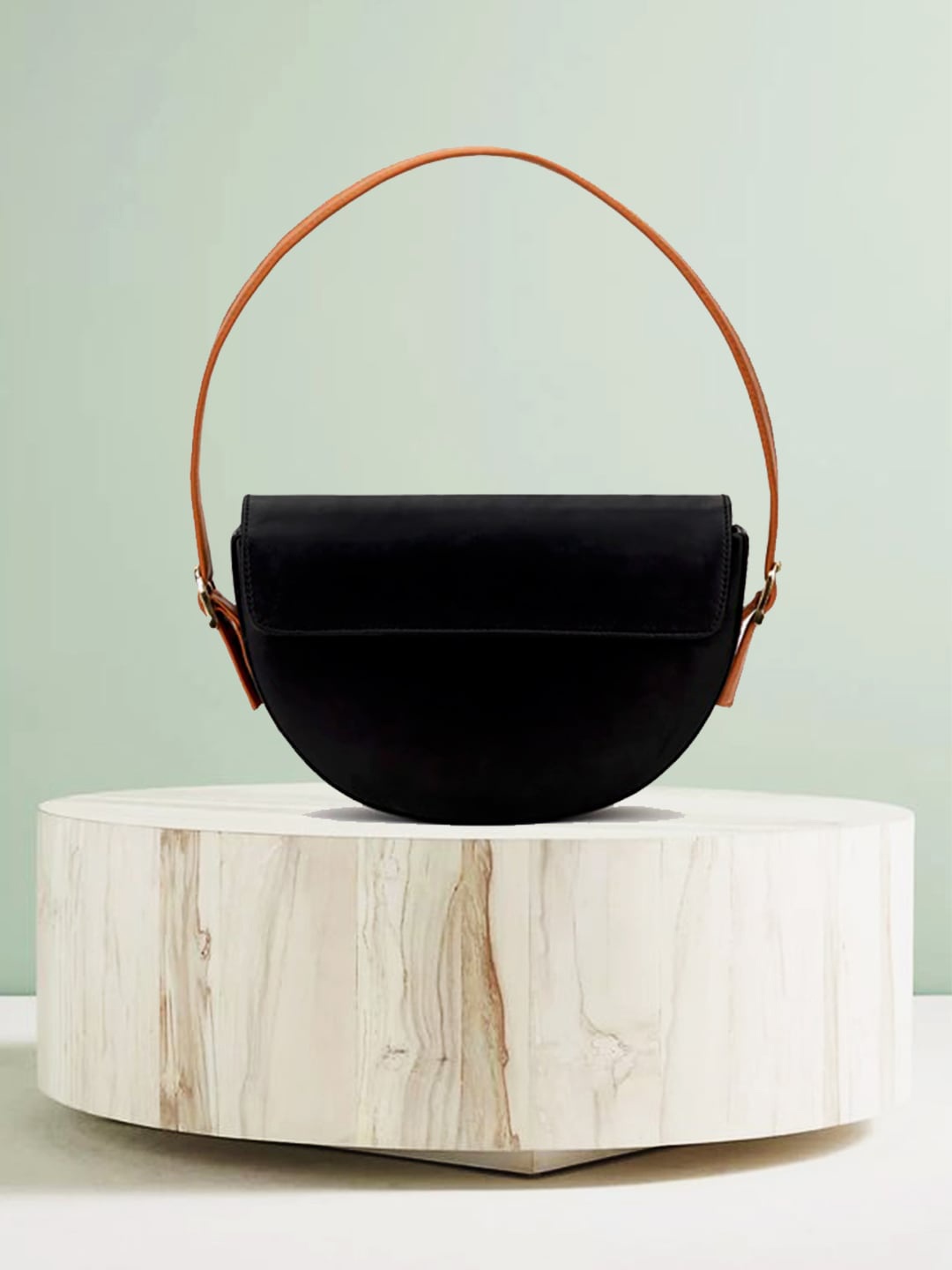 

Apsis Women Black Half Moon Structured Handheld Bag