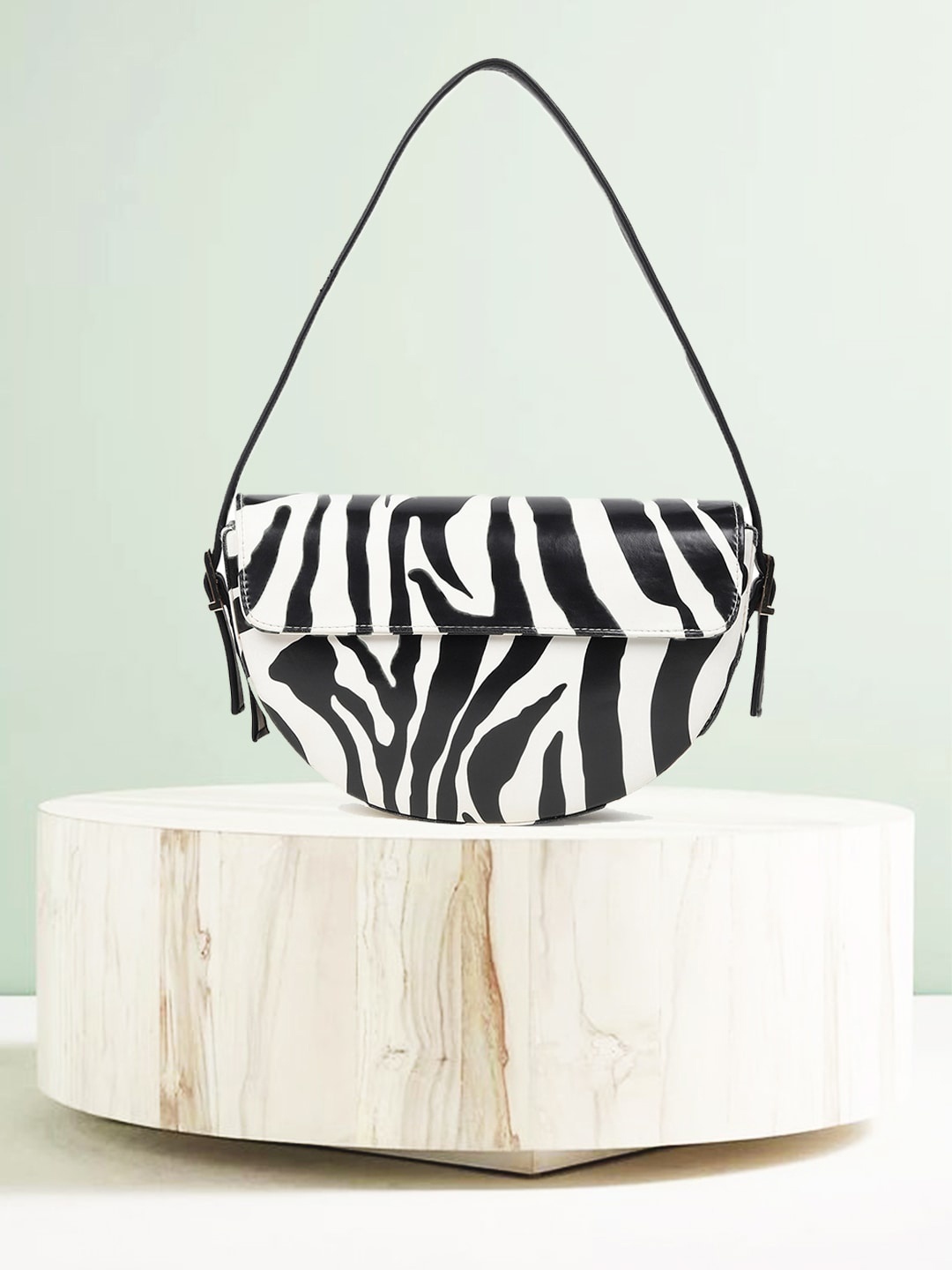 

Apsis Black Animal Printed Half Moon Handheld Bag