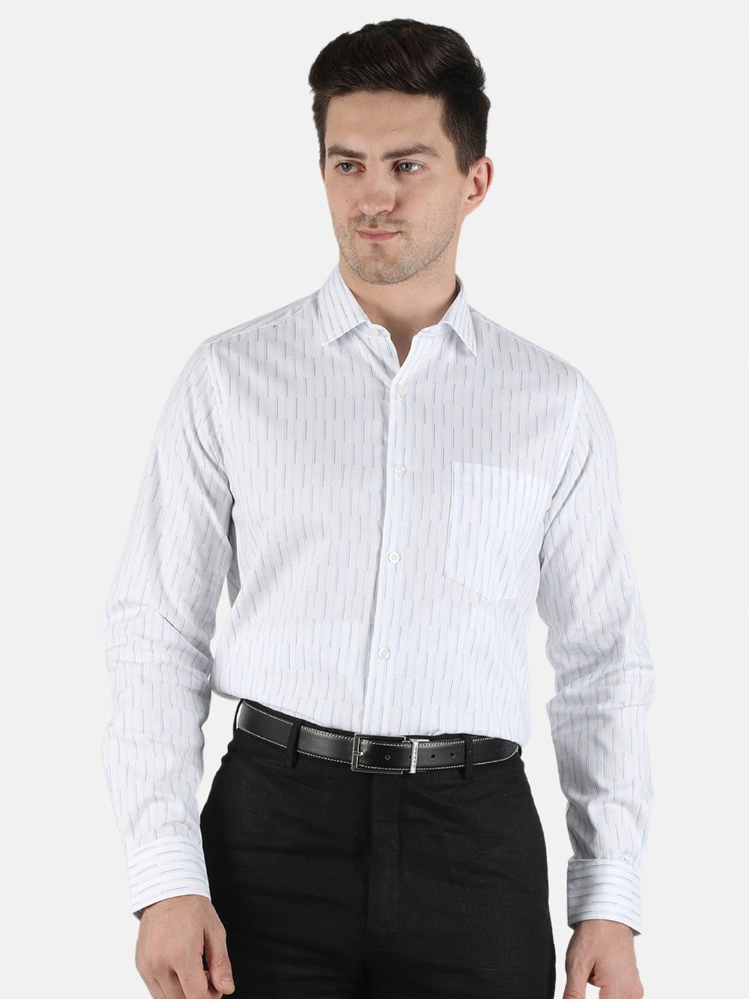 

Monte Carlo Men Blue Classic Striped Semiformal Shirt