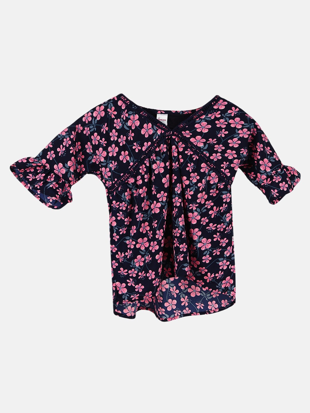 

V-Mart Navy Blue Floral Print Top