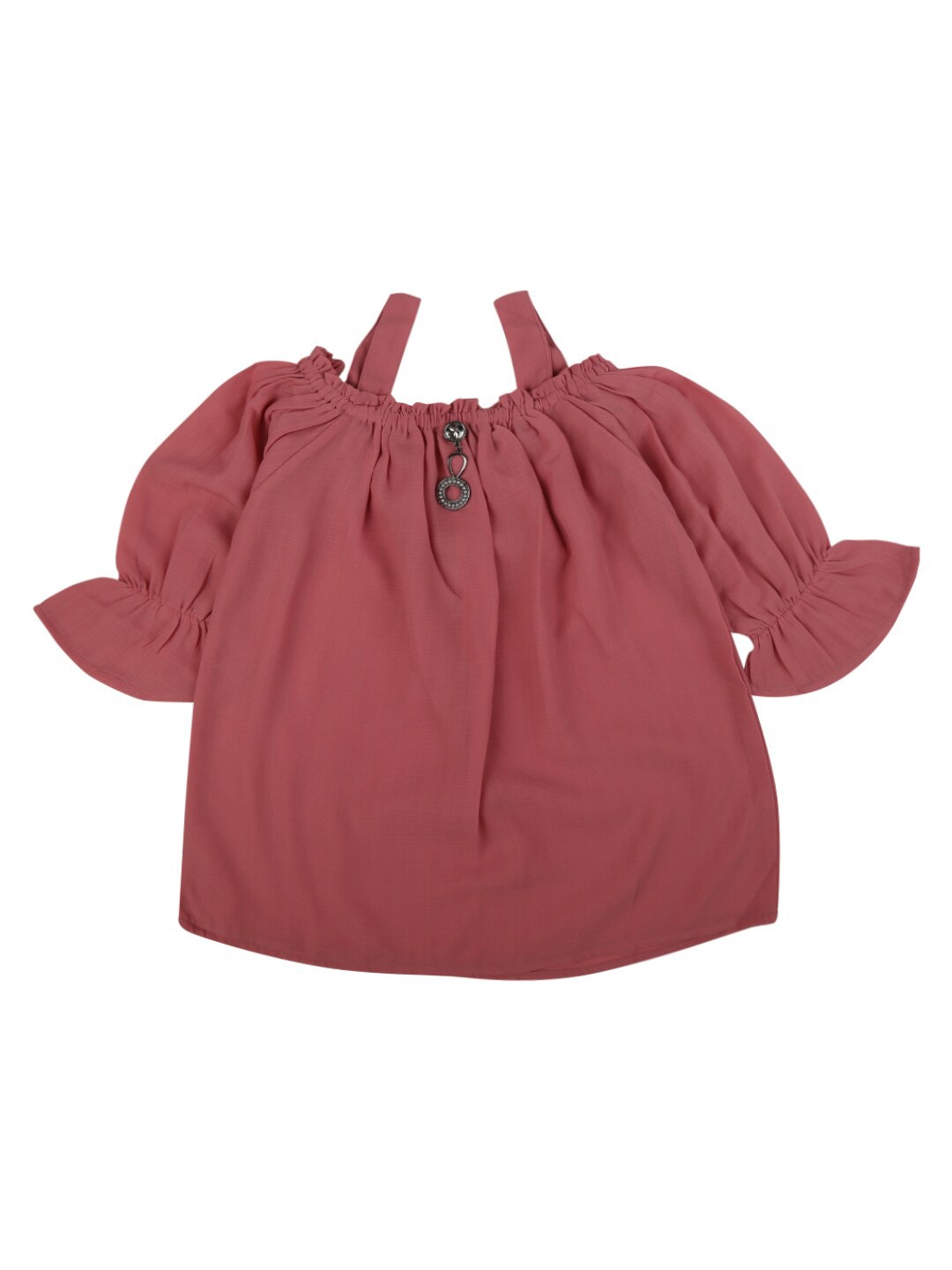 

V-Mart Girls Pink Solid Shoulder Strap Regular Top