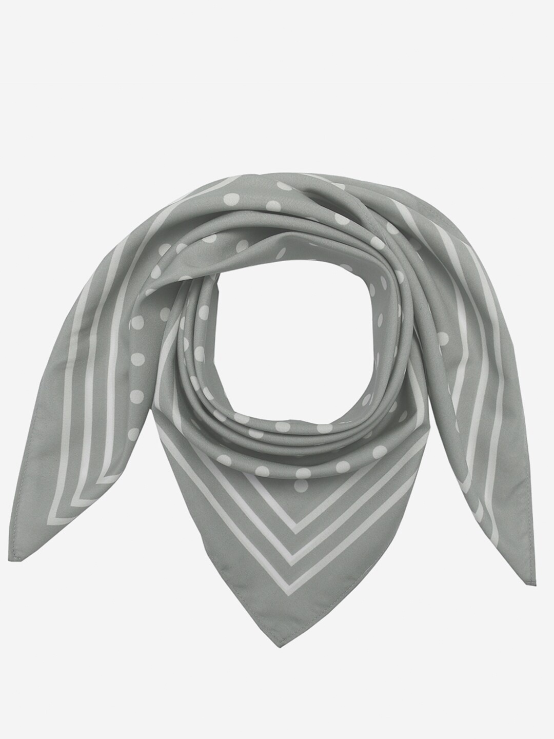 

Beau Design Women Grey & White Polka Dot Printed Scarf