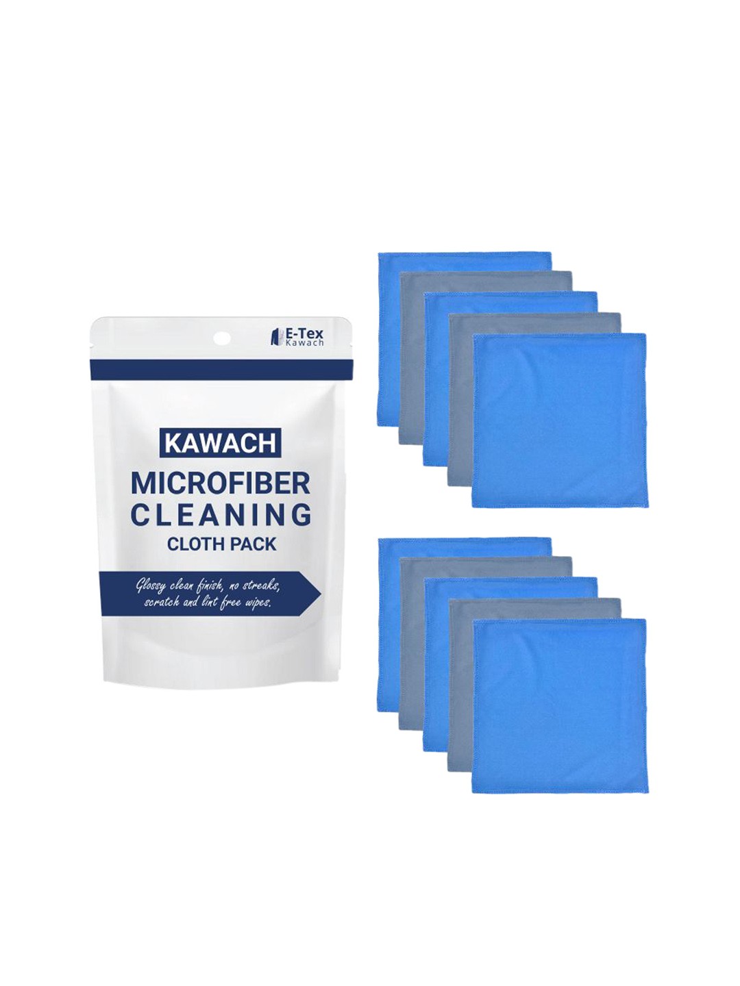 

Kawach Set of 8 Blue Microfiber Cleaning Cloth