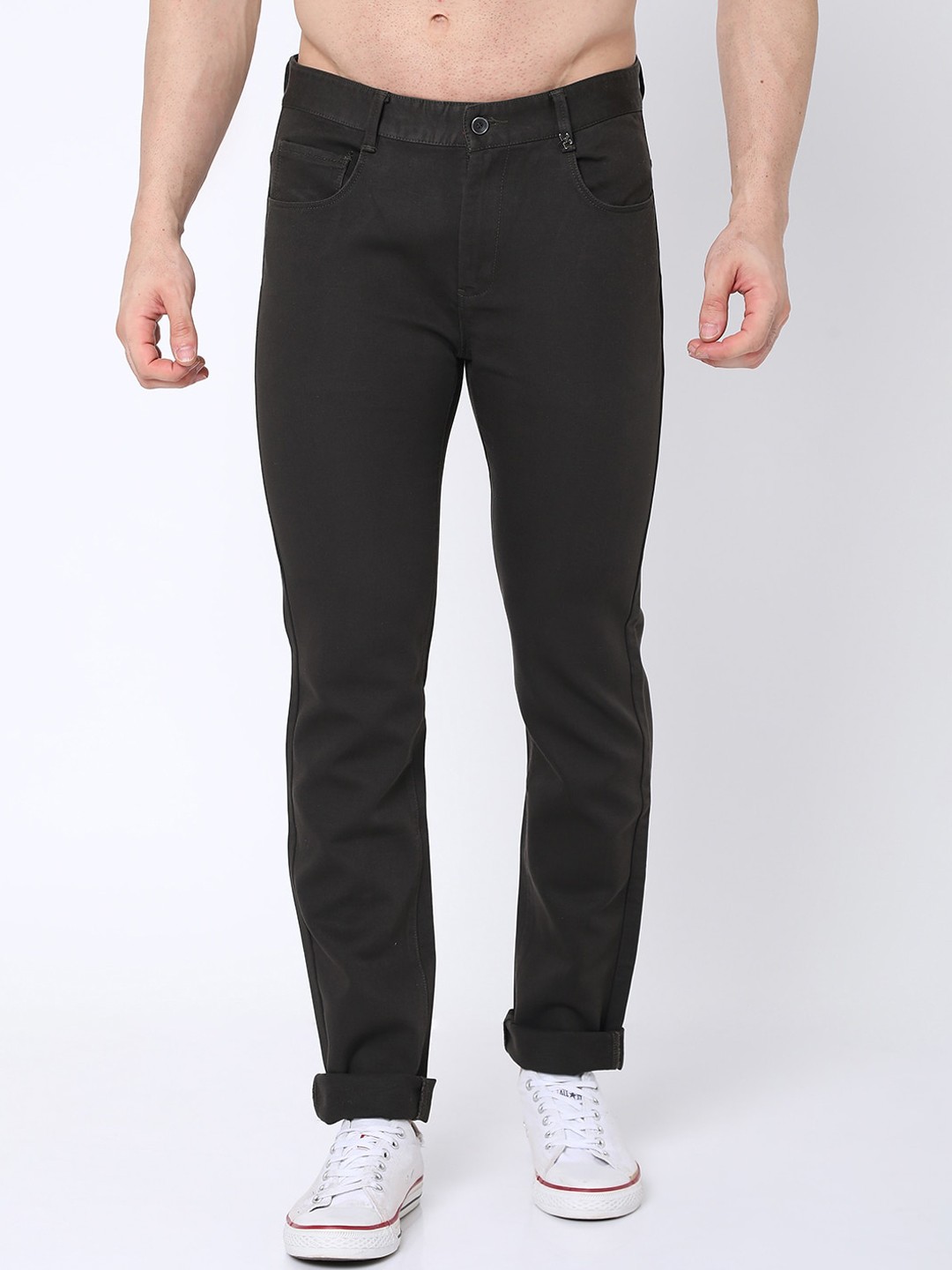

Rex Straut Jeans Men Olive Green Comfort Slim Fit Stretchable Jeans