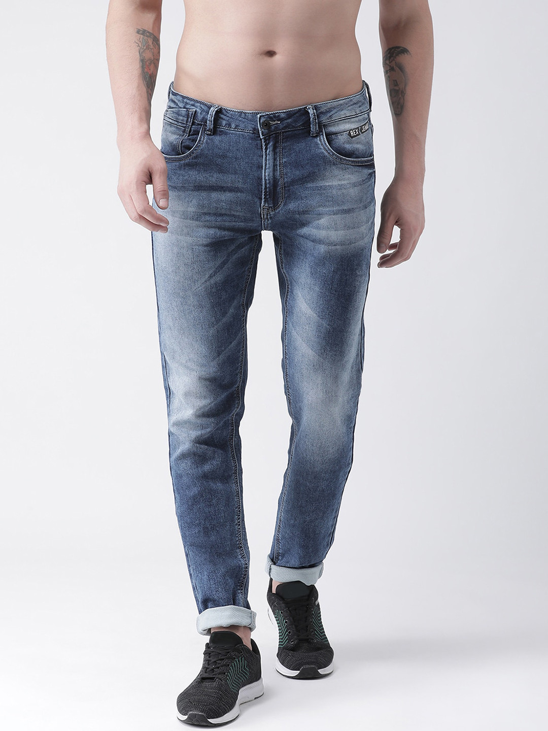 

Rex Straut Jeans Men Blue Comfort Slim Fit Heavy Fade Stretchable Jeans