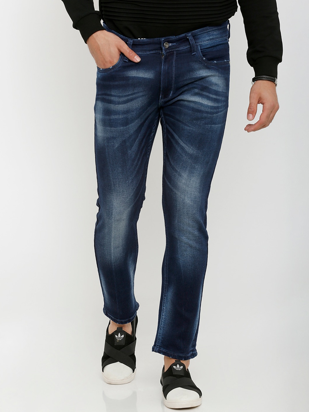 

Rex Straut Jeans Men Blue Comfort Slim Fit Heavy Fade Stretchable Jeans