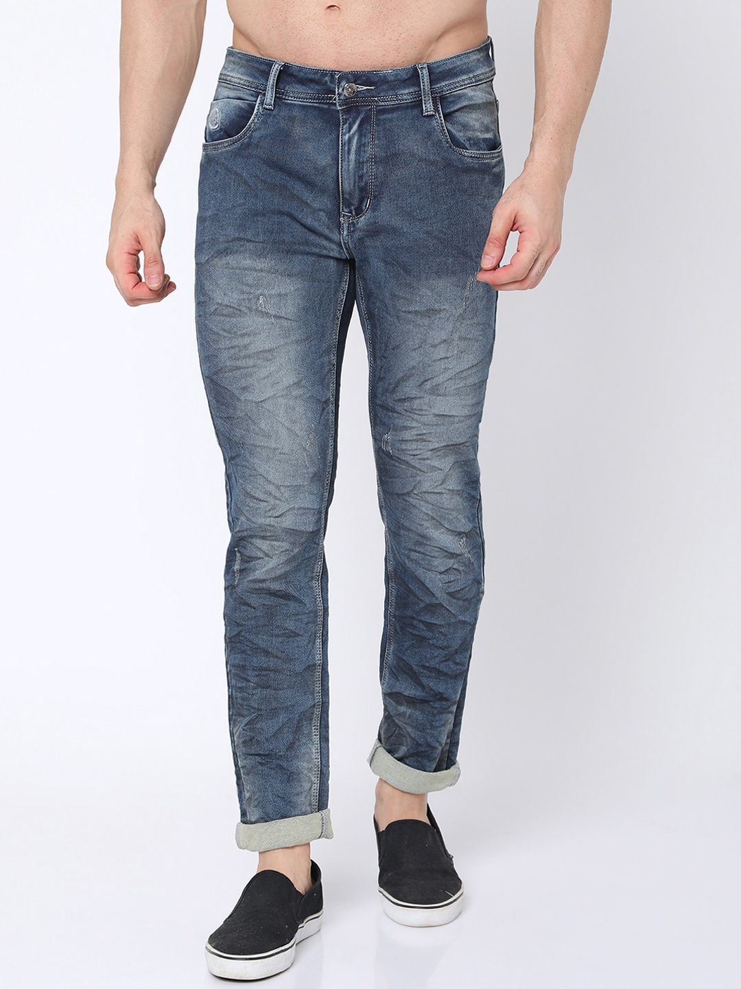 

Rex Straut Jeans Men Blue Comfort Slim Fit Heavy Fade Stretchable Jeans