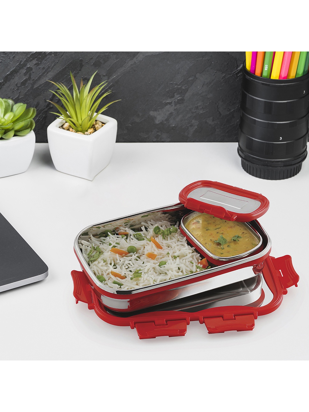 

Cello Click It Set of 1 Red Stainless Steel Lunch Box