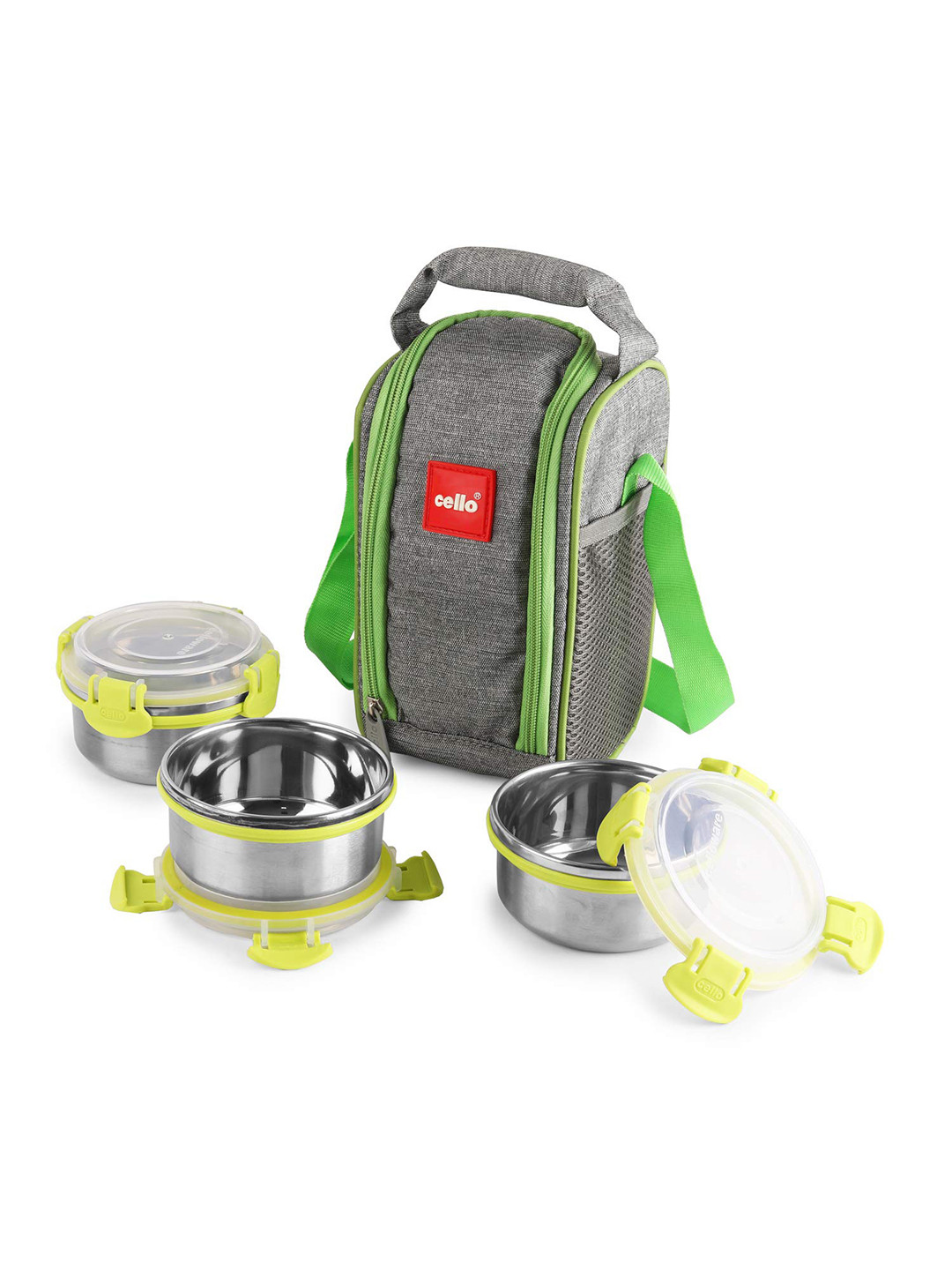 

Cello Estella Set of 3 Green Stainless Steel Lunch Box with Jacket, Silver