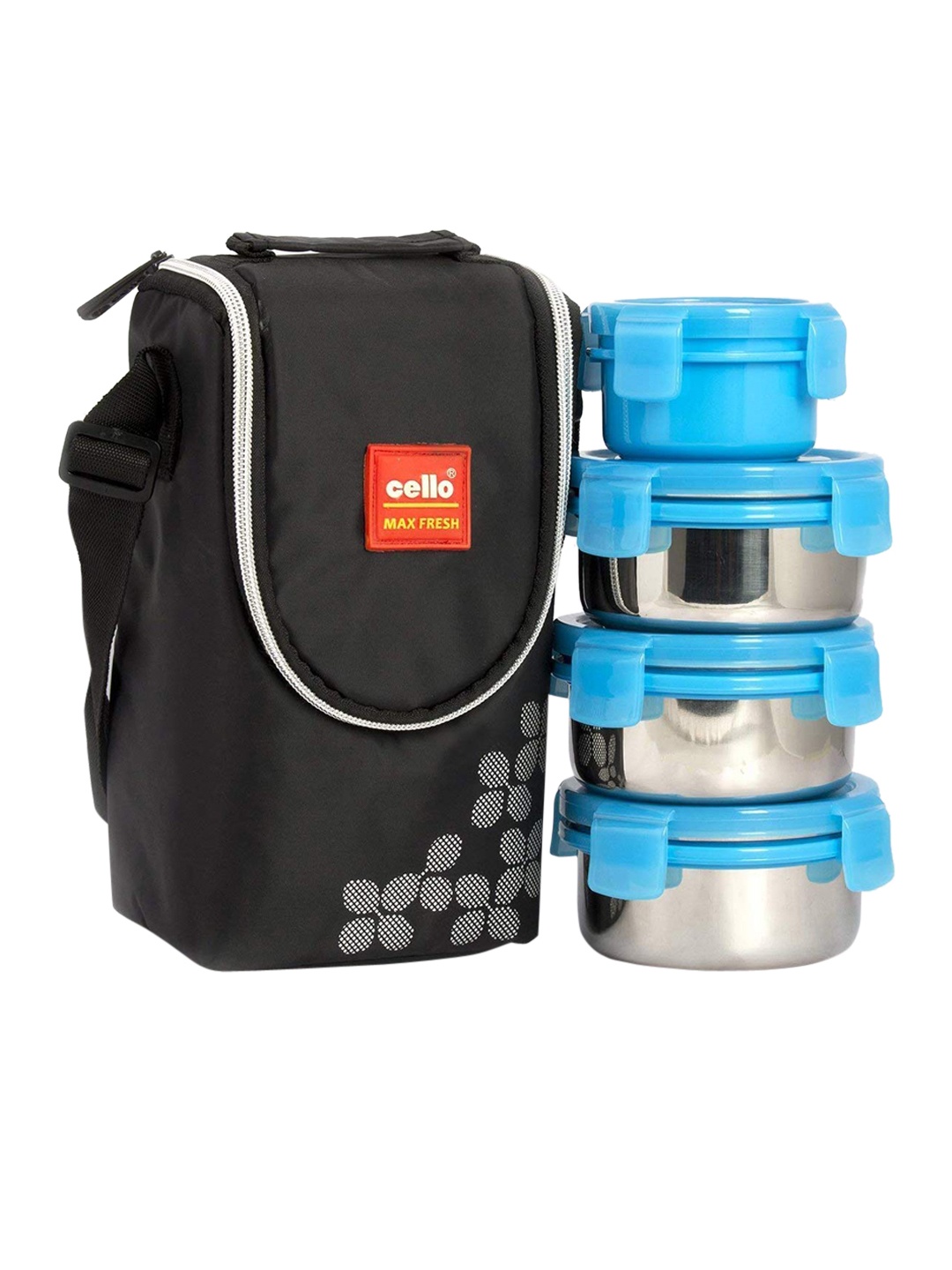 

Cello MF Click 4Pcs Blue Stainless Steel Lunch box with Bag-300ml & 140ml