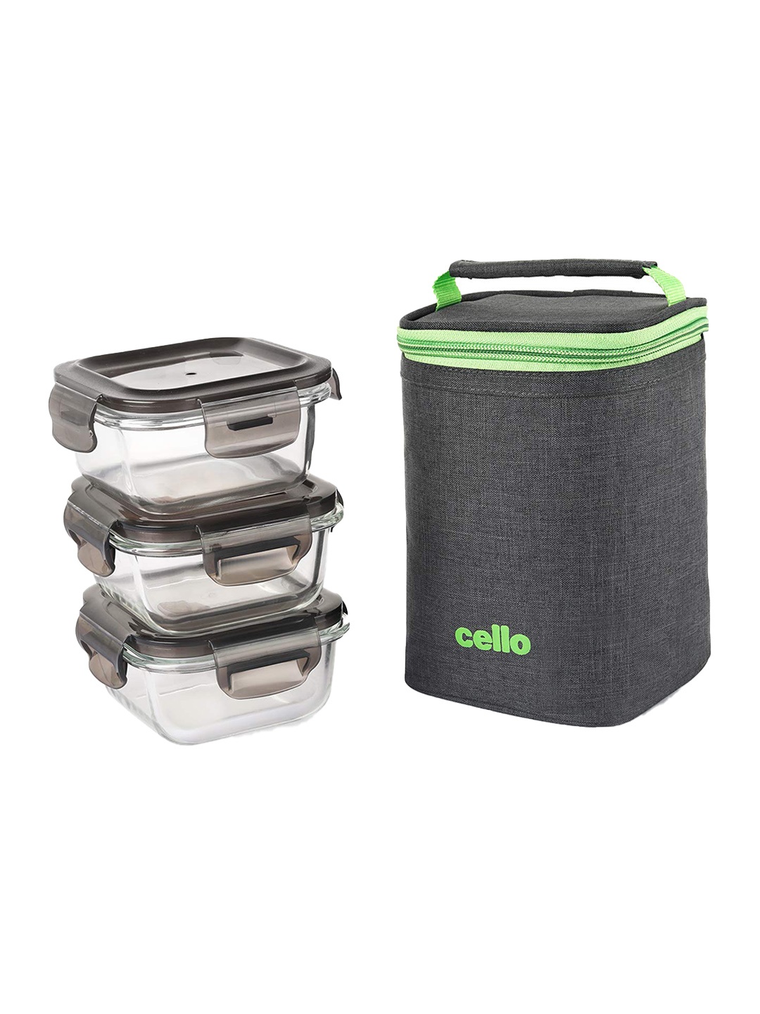 

Cello Grey & Transparent 3 Pcs Stainless Steel Lunch Box With Bag