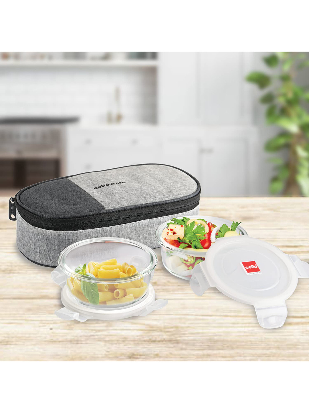 

Cello Delighta Set of 2 Round Glass Lunch Container with Jacket- 400ml, Transparent