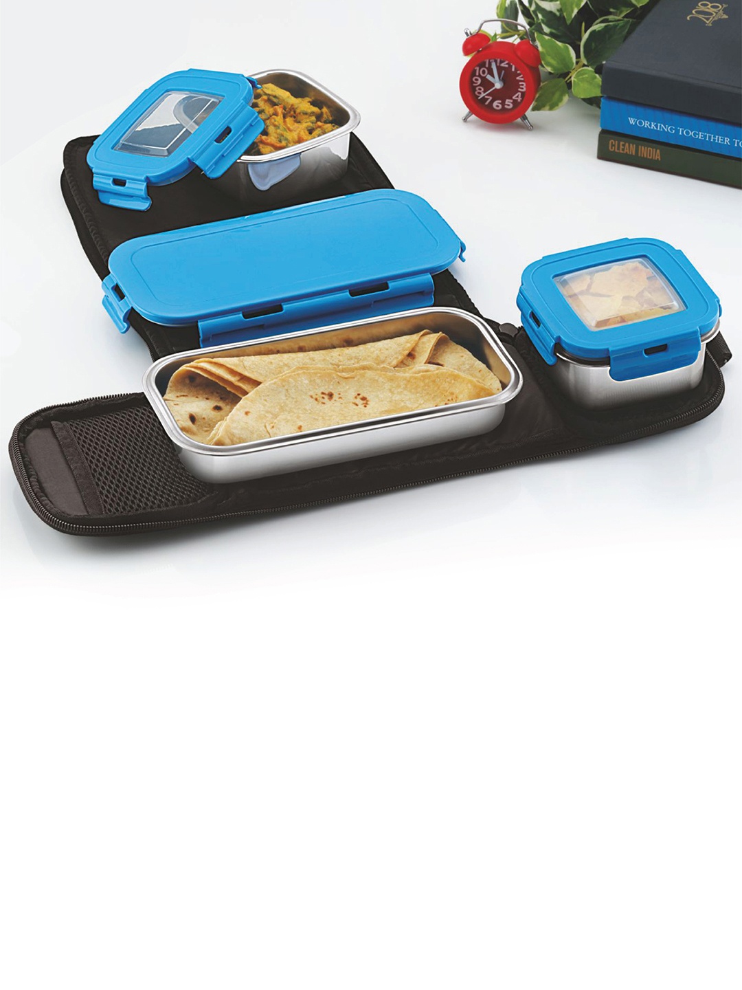 

Cello Silver-Toned & Blue Solid Stainless Steel Lunch Box