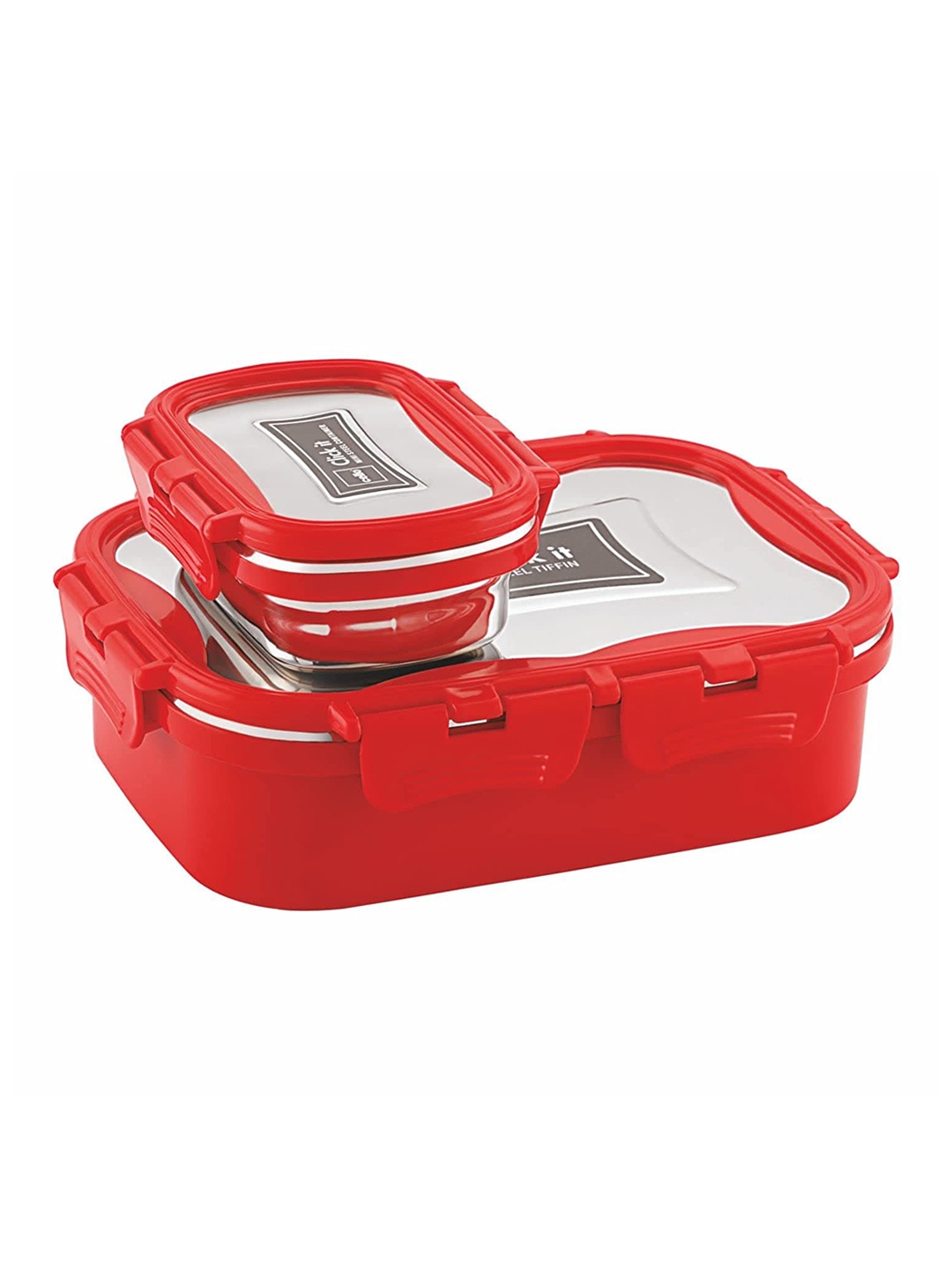 

Cello Red Solid Thermo Click Stainless Steel Medium Lunch Pack