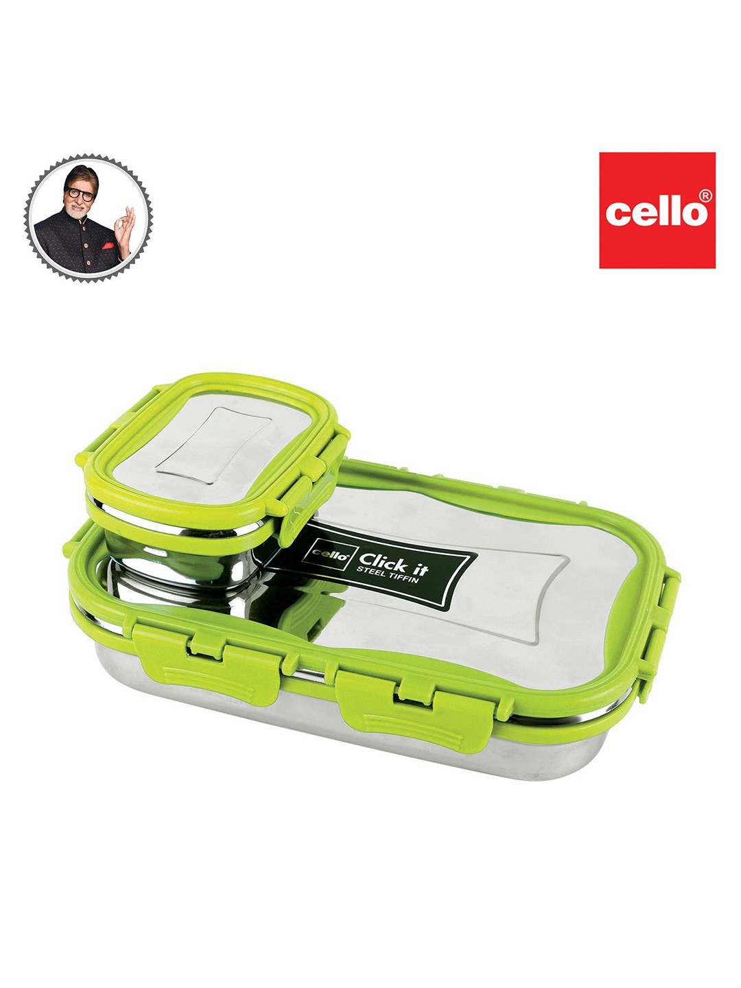 

Cello Green & Silver Solid Lunch Box Kitchen Storage