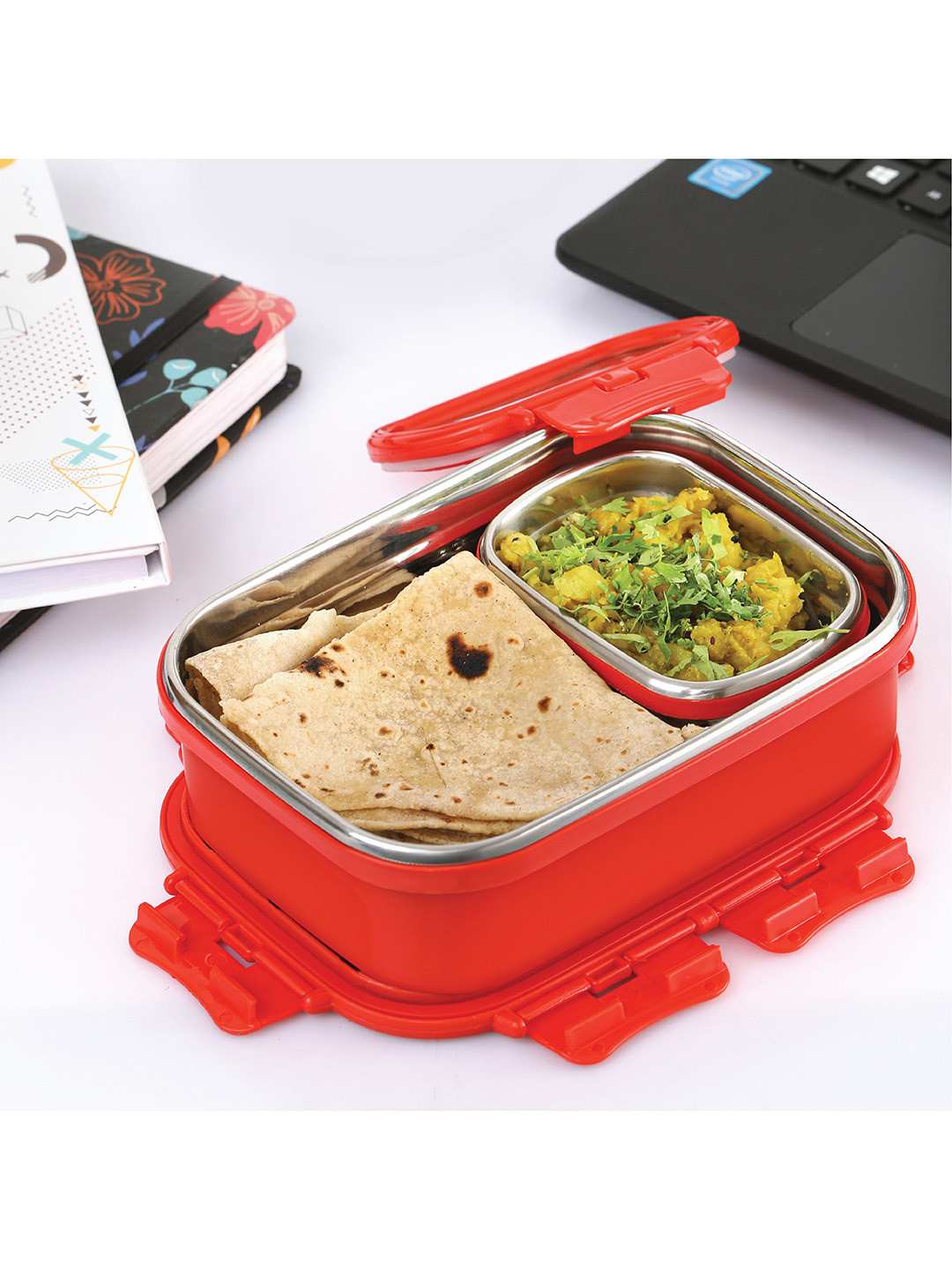 

Cello 2 Pieces Red Thermo Click Stainless Steel Big Lunch Pack