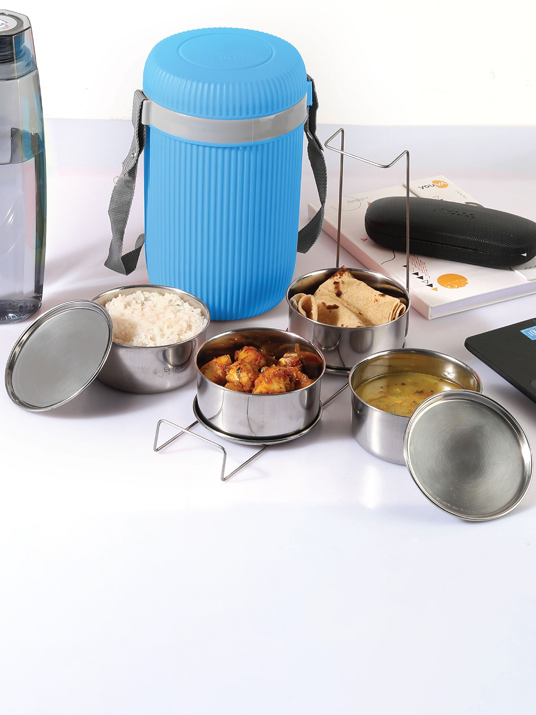 

Cello Set of 4 Blue Lunch Box with Inner Stainless Steel