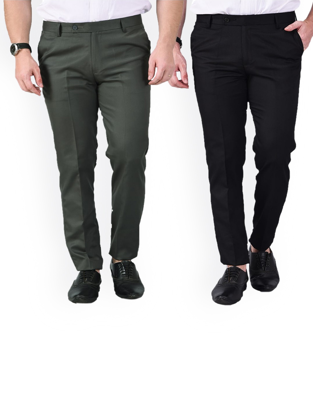 

AD & AV Men Green Classic Easy Wash Chinos Trousers