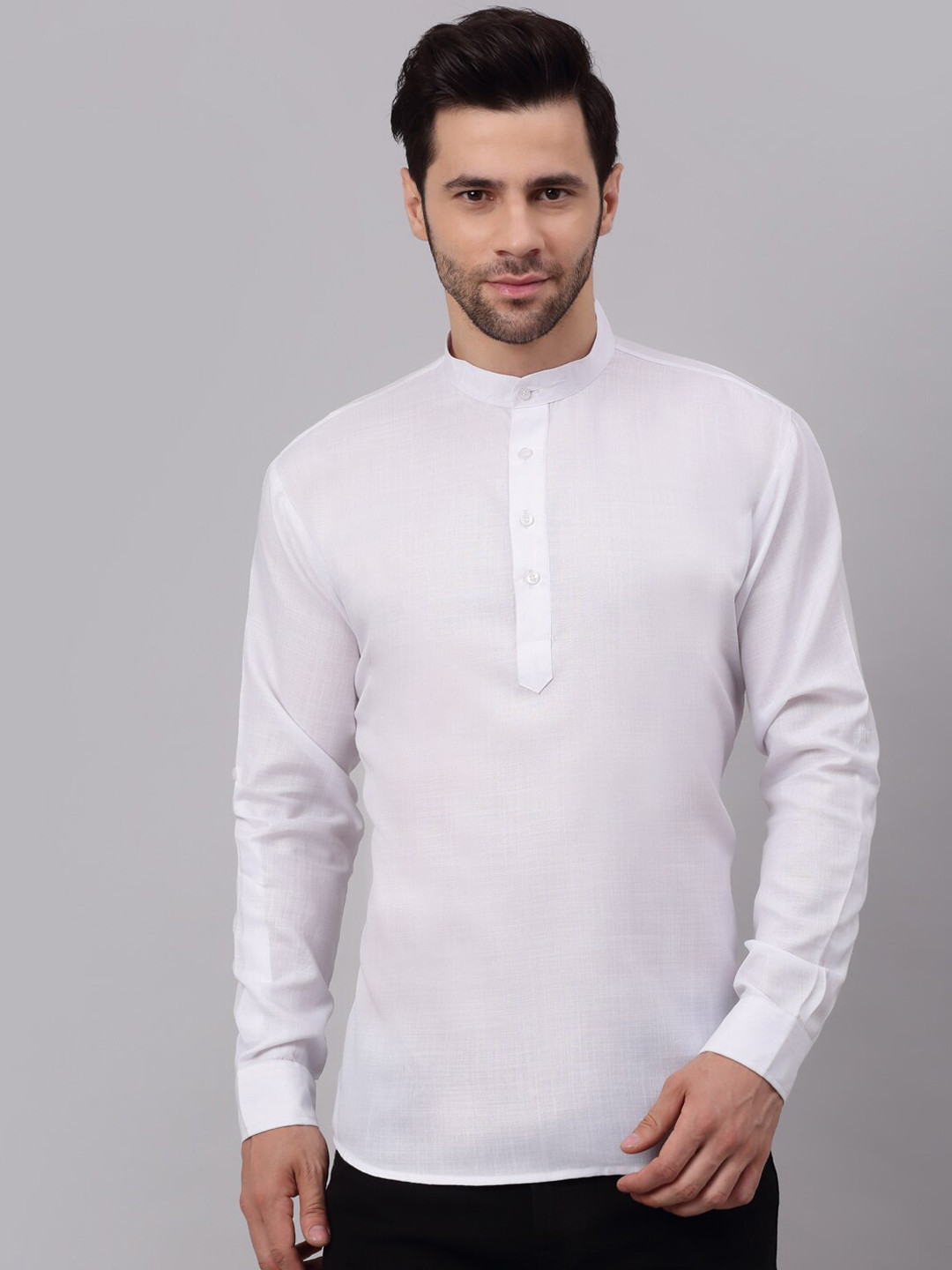 

NEUDIS Men White Solid Cotton Short Kurta
