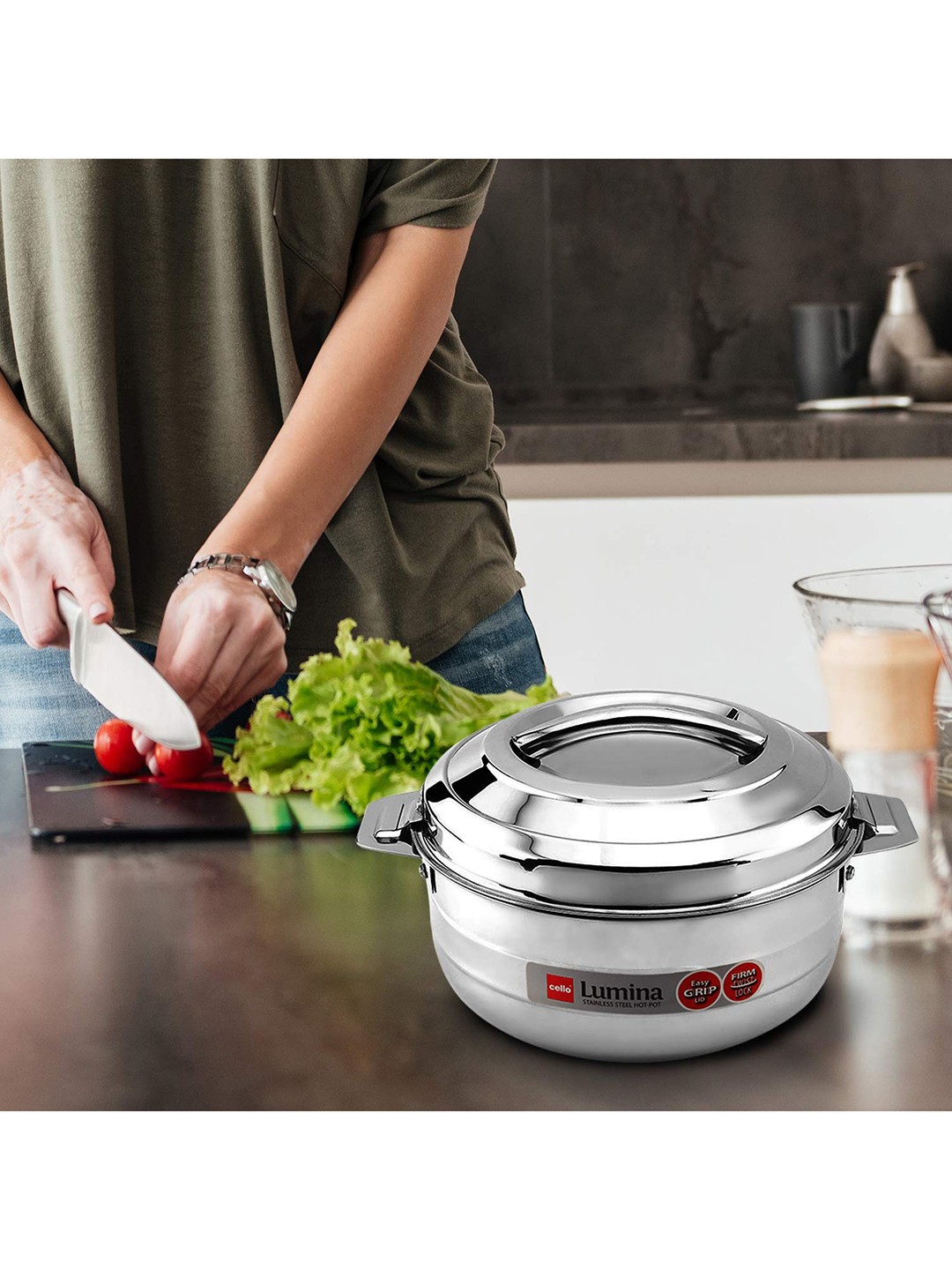 

Cello Silver-Toned Solid Serving Casserole 3.5 L