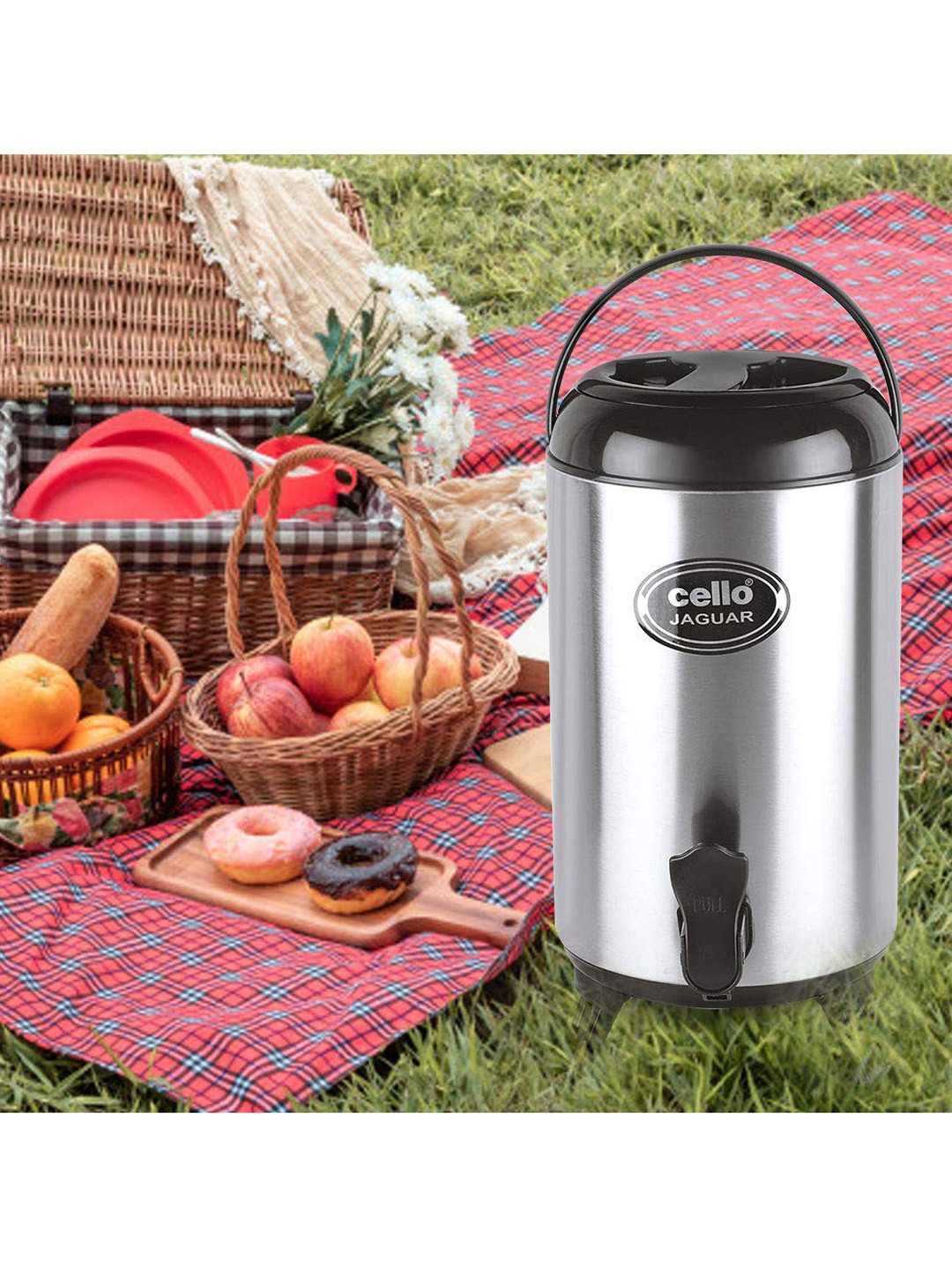 

Cello Black Solid Stainless Steel Water Jug 8L