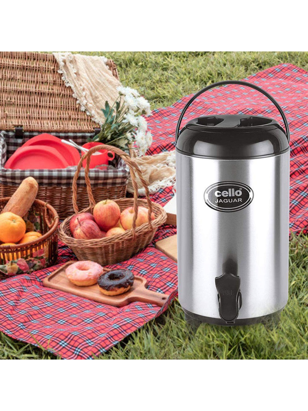 

Cello Black Solid Stainless Steel Water Jug 4L