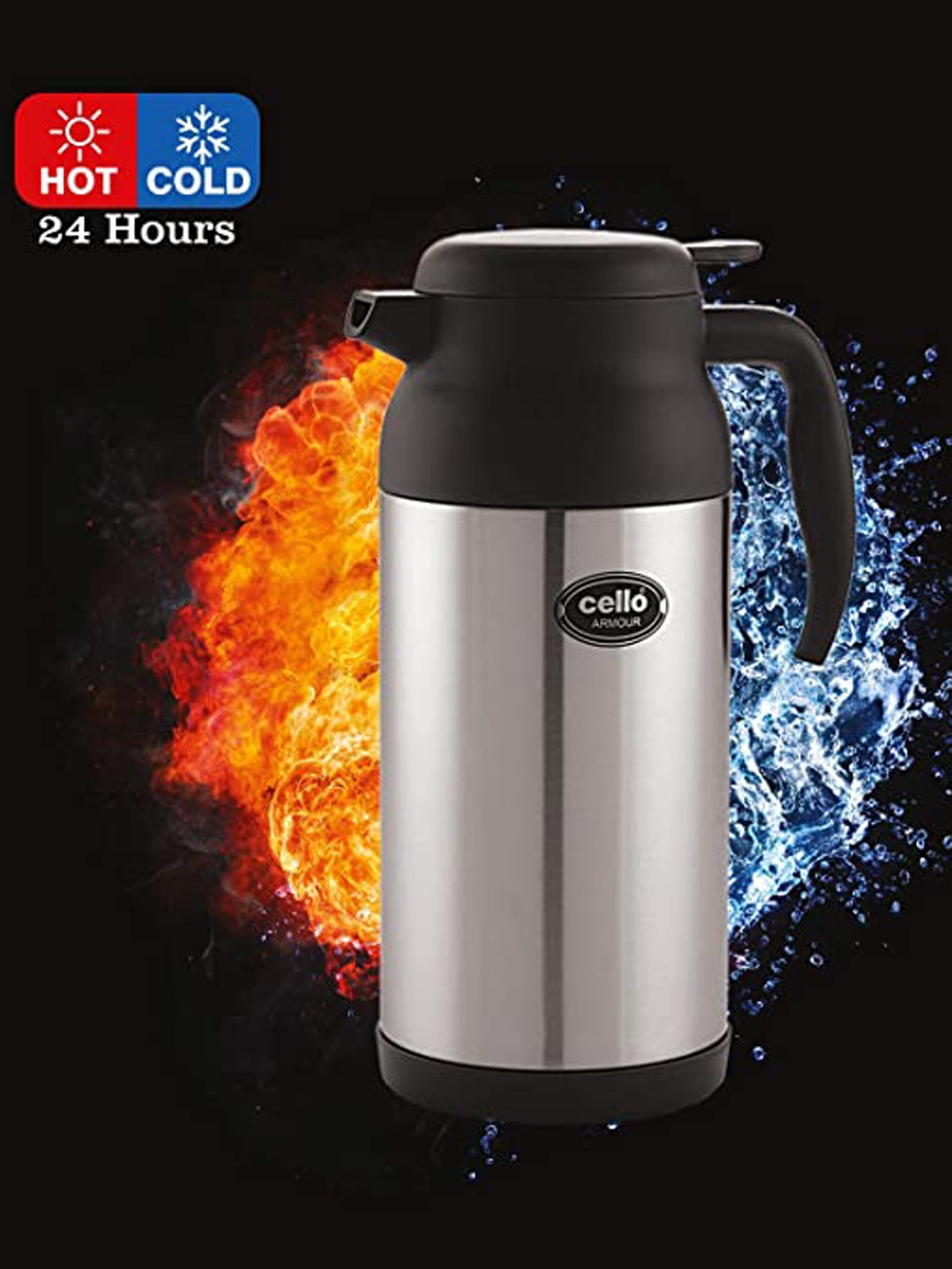 

Cello Black Solid Stainless Steel Flask 1600 ML