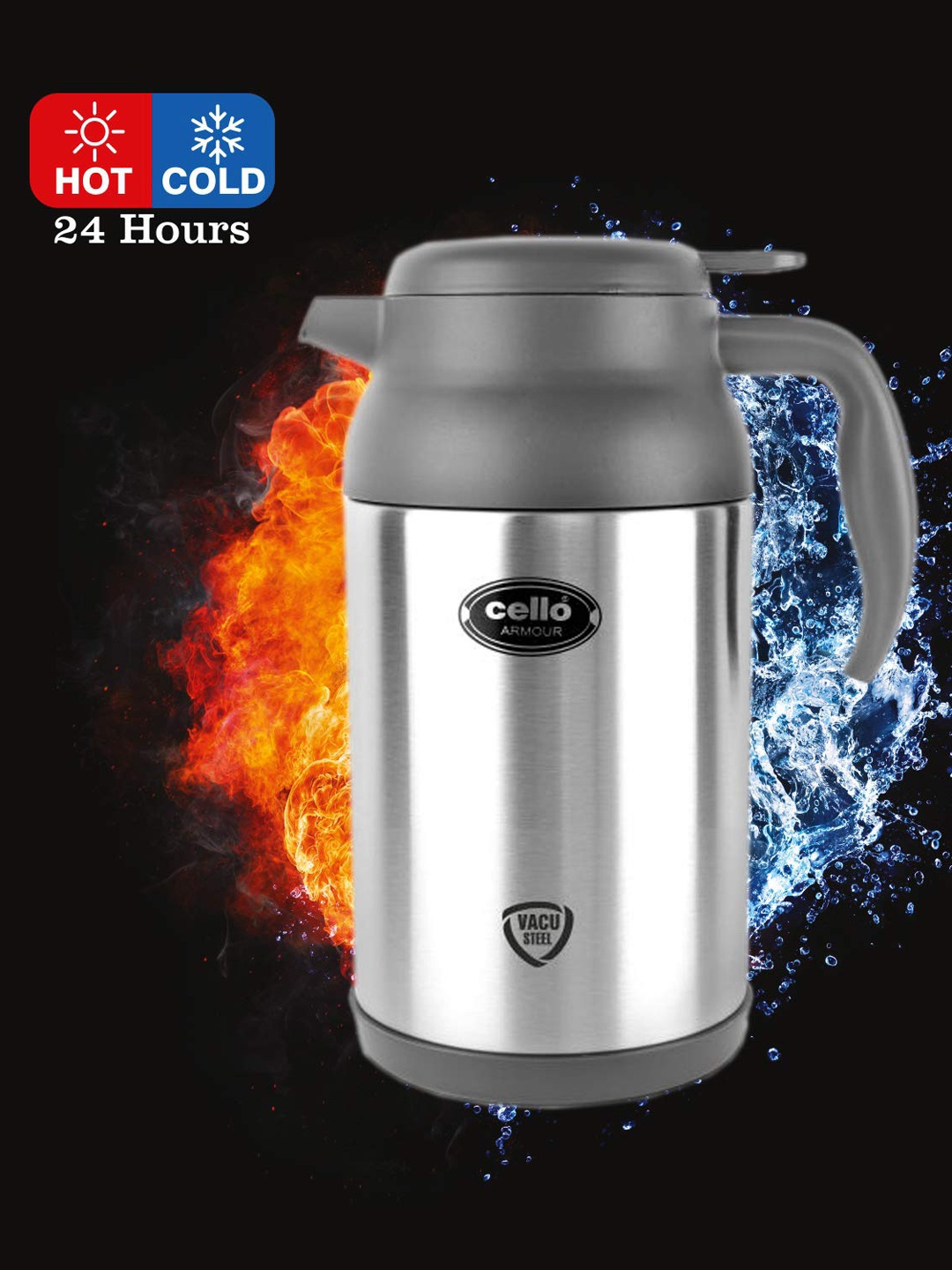 

Cello Grey Solid Stainless Steel Flask - 800 ML