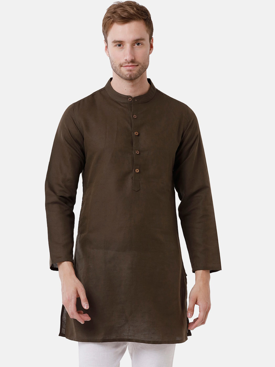 

CAVALLO by Linen Club Men Brown Patchwork Kurta