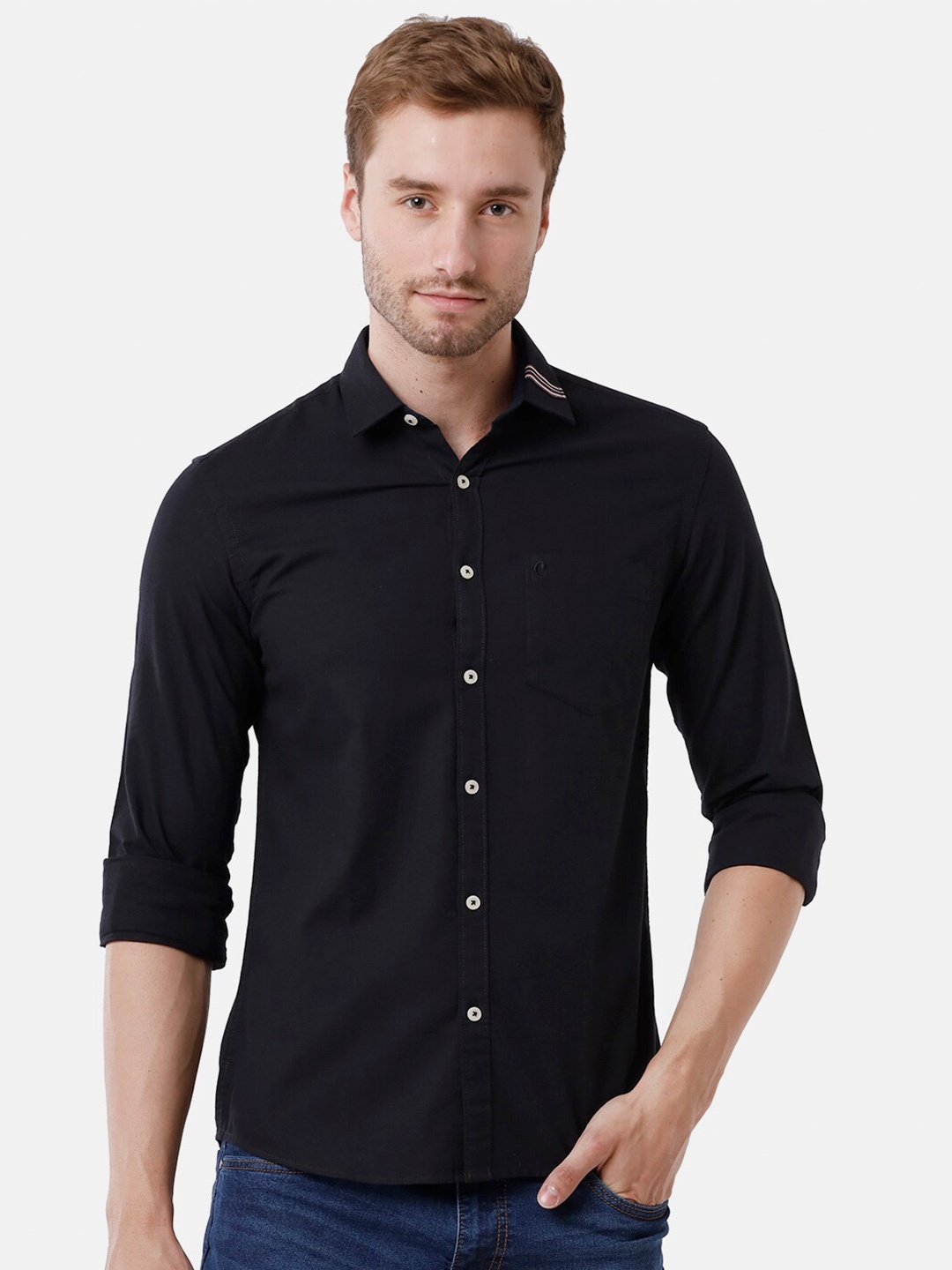 

CAVALLO by Linen Club Men Black Linen Cotton Casual Shirt
