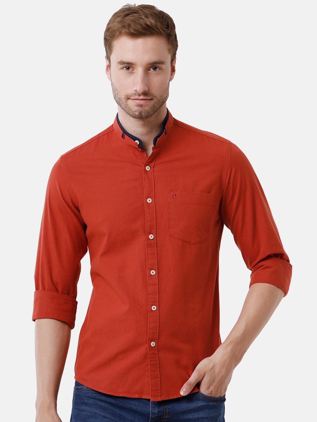 

CAVALLO by Linen Club Men Red Linen Cotton Casual Shirt