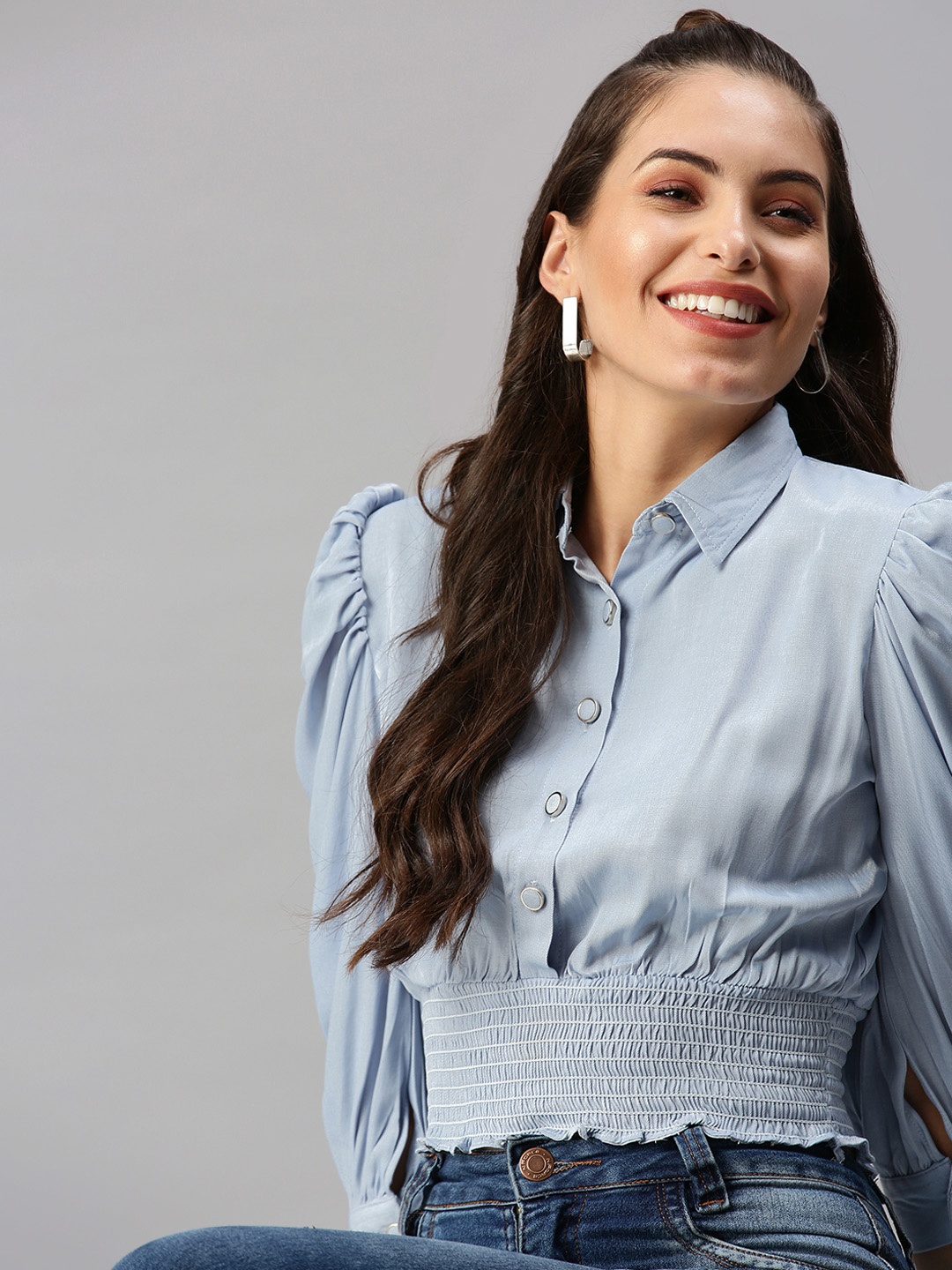 

SHOWOFF Blue Denim Shirt Style Top
