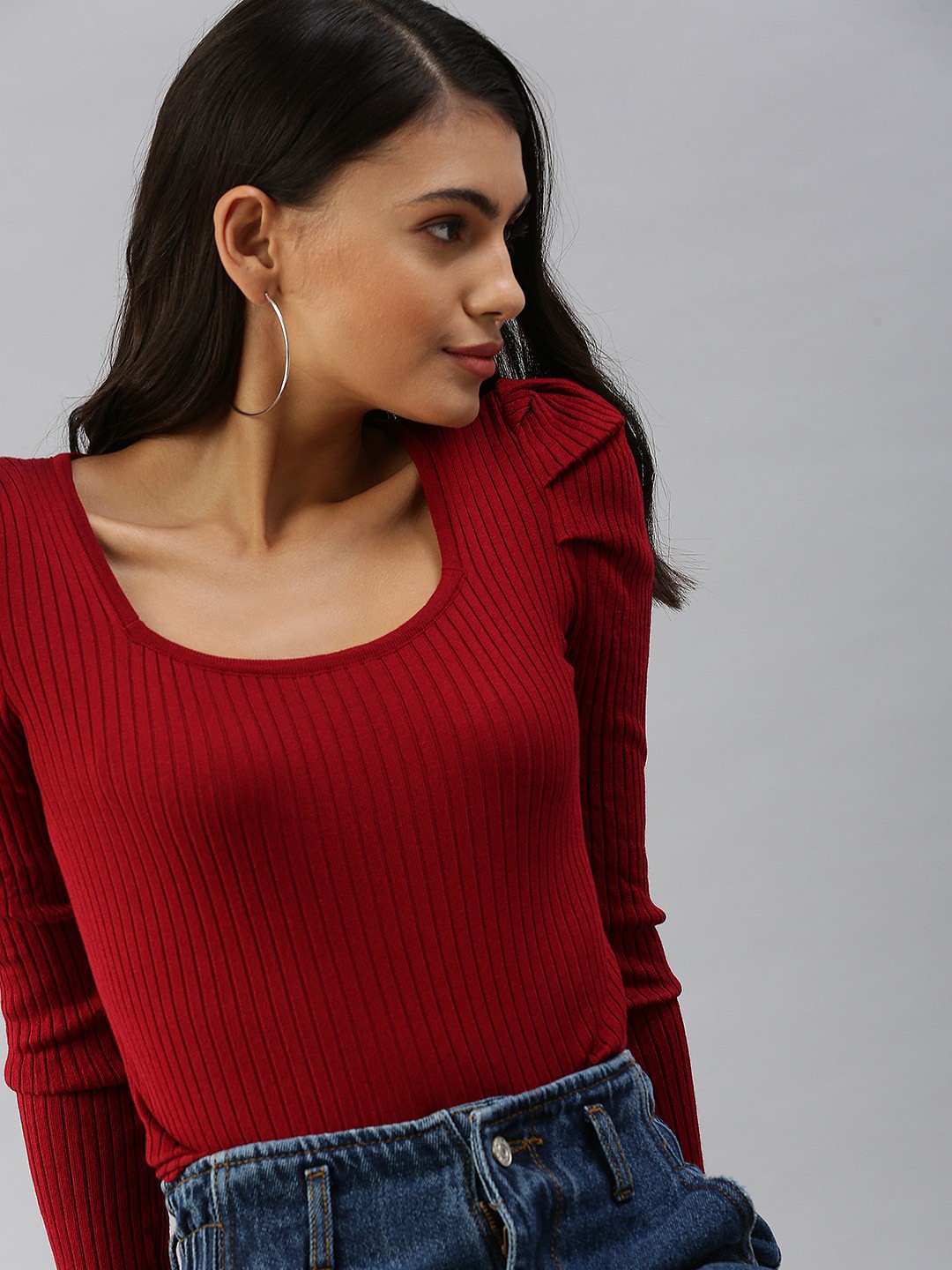 

SHOWOFF Maroon Striped Top
