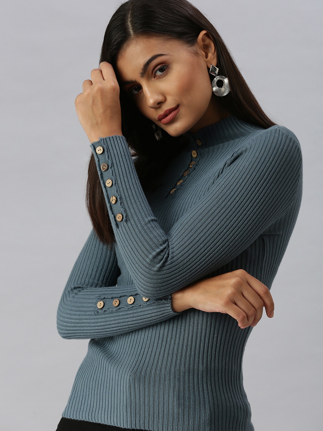 

SHOWOFF Steel Striped Shirt Style Top
