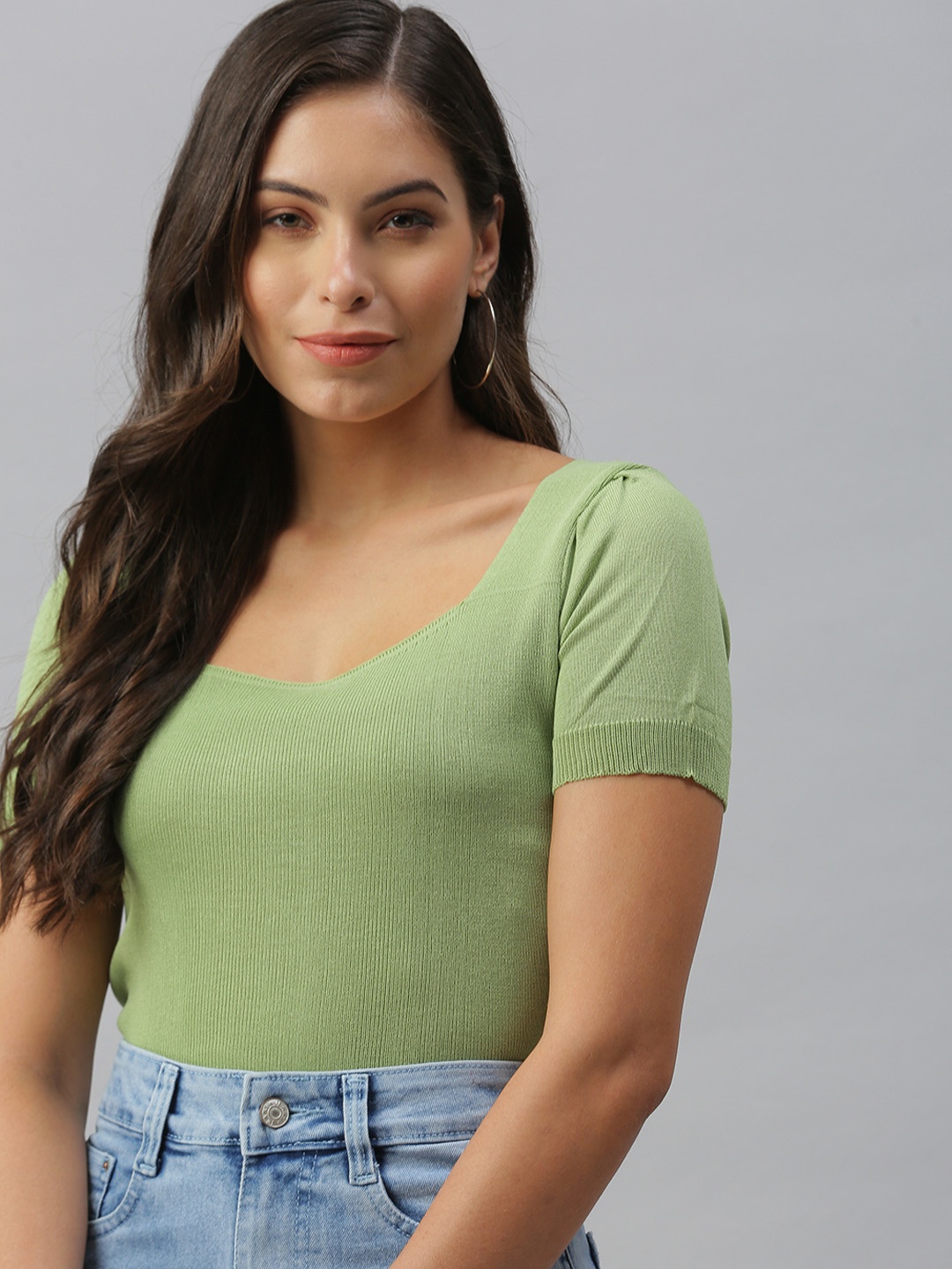 

SHOWOFF Green Scoop Neck Top